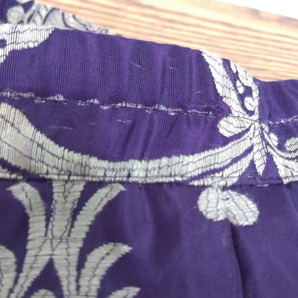 Soft Surroundings Purple Gold Brocade Midi Skirt - Picture 7 of 9
